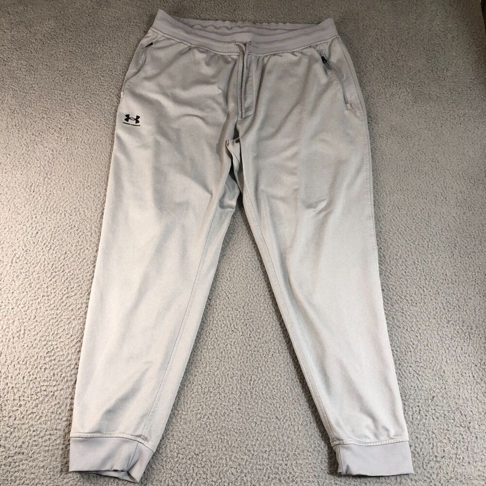 Under Armour Pants Men XL Gray Joggers Tapered Basketball Athletic Track Logo